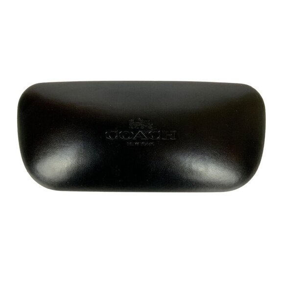 Coach Eyeglass Sunglass Hard Case Black Embossed Synthetic Leather Clamshell - Picture 2 of 4